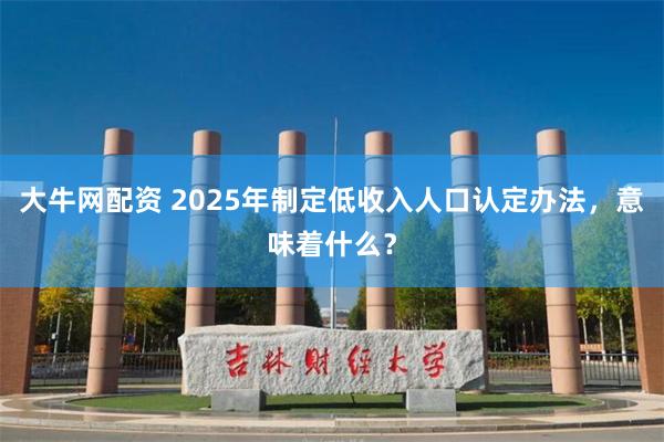 大牛网配资 2025年制定低收入人口认定办法，意味着什么？